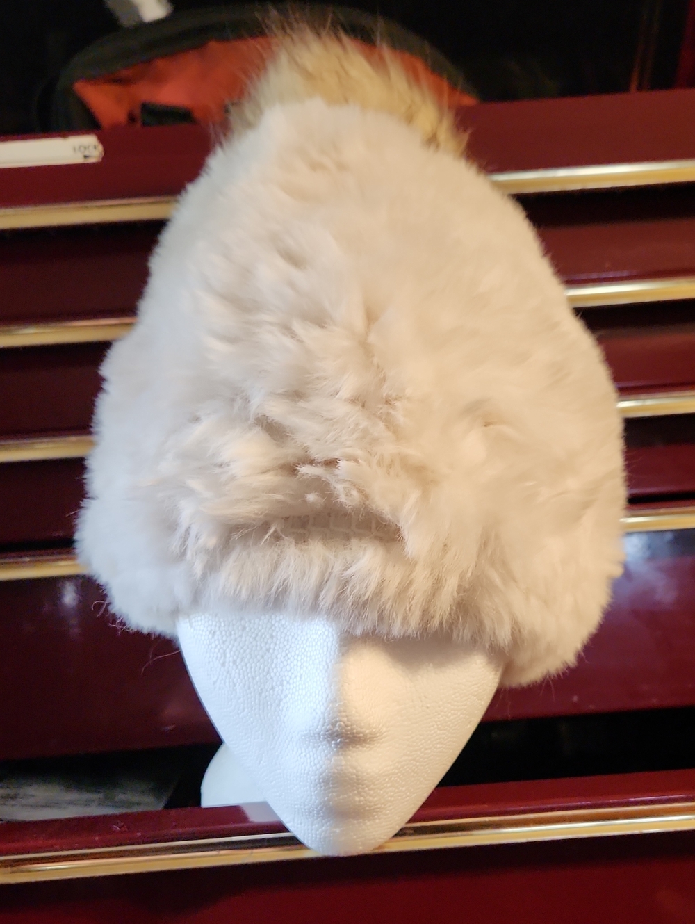 Plush Faux Fur Beanie Hat - Cream
